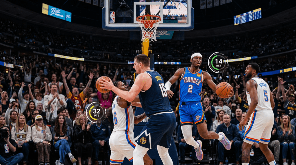 denver nuggets vs okc thunder match player stats